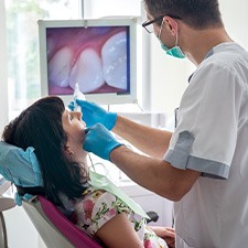 Patient in Billerica relaxing during a routine oral cancer screening