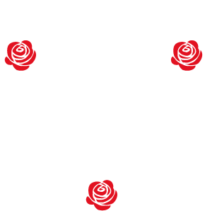 Decorative circle of words reading Be Kind with roses